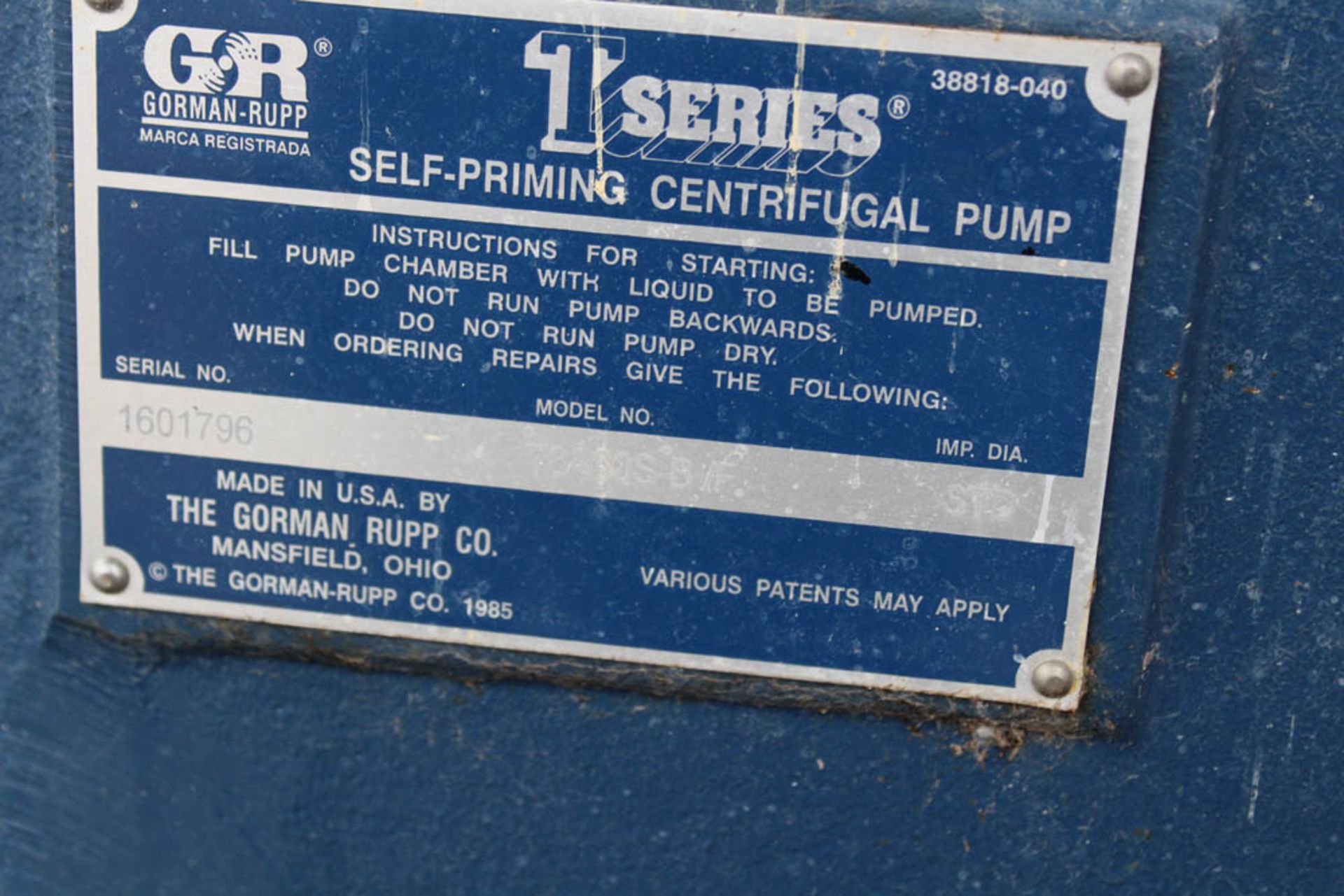 Gorman Rupp Trash Pump Model T8A60S-B/F - Image 6 of 6