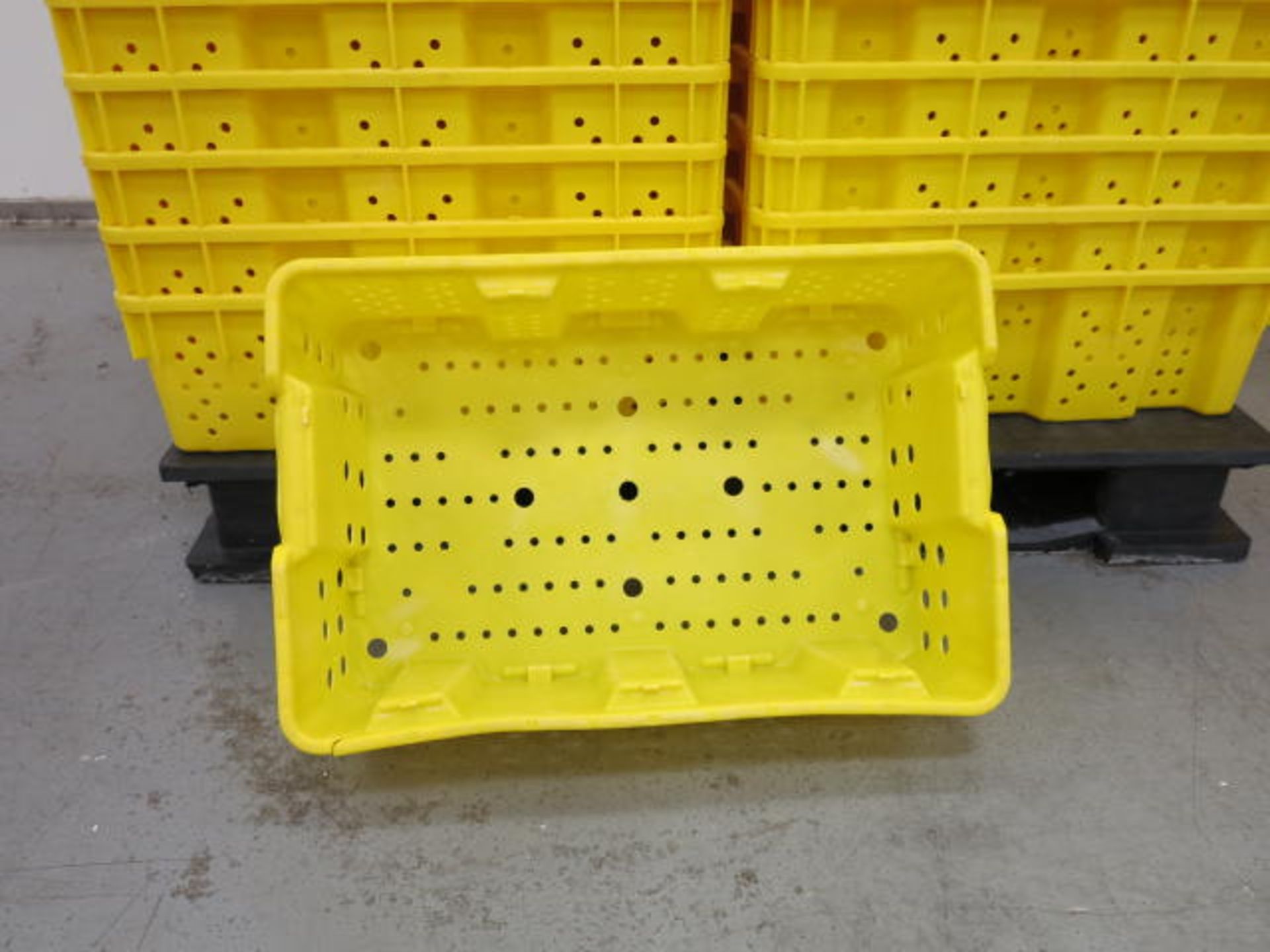 Lot Approximately (100) 24'' x 16'' x 7'' Yellow Stack-N-Nest Ventilated Agricultural Containers - Image 2 of 2