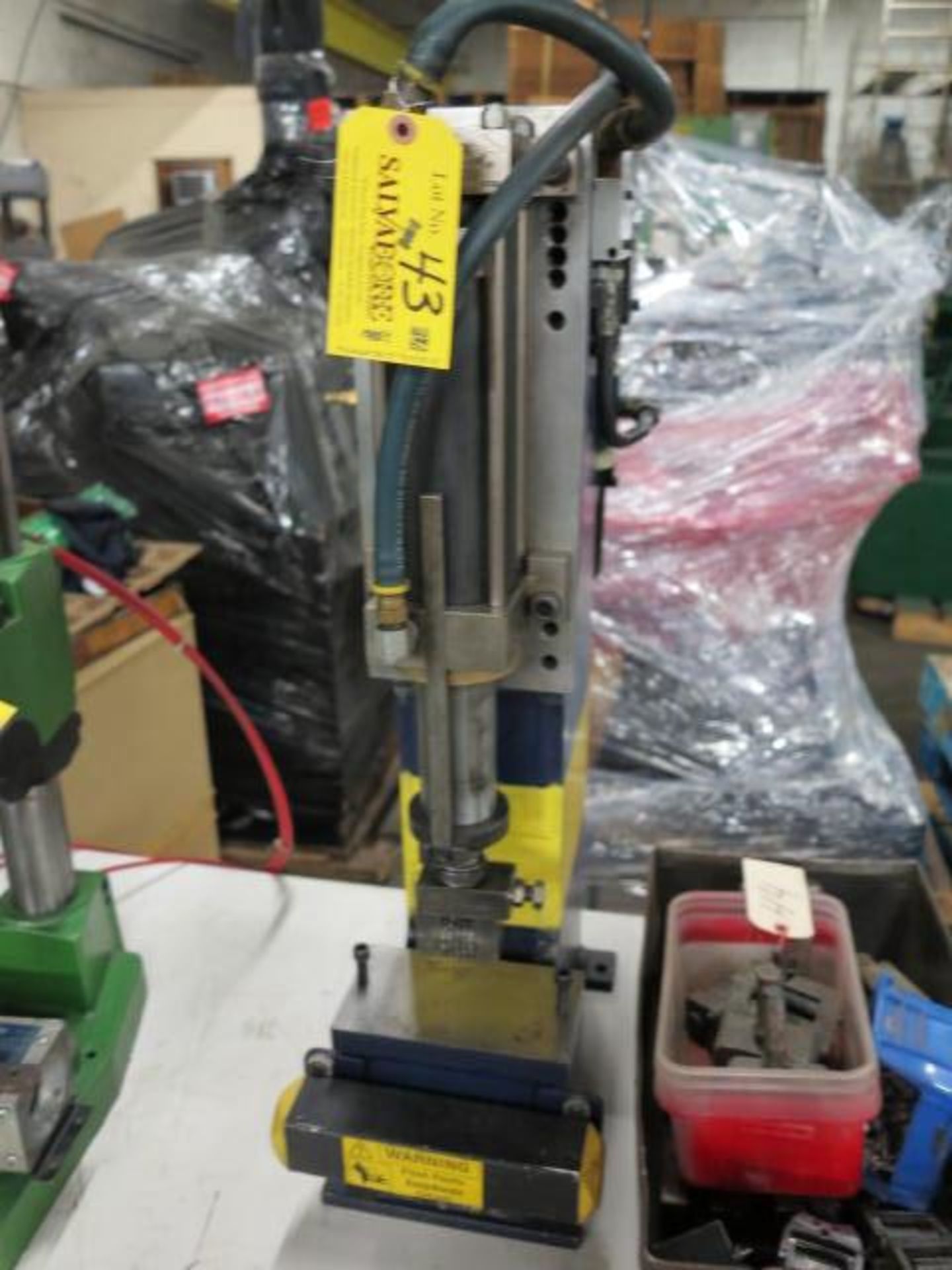 CMT Pneumatic Indent Marking Machine, S/N AH6912 with 2 Hand Controls and Numbering Head