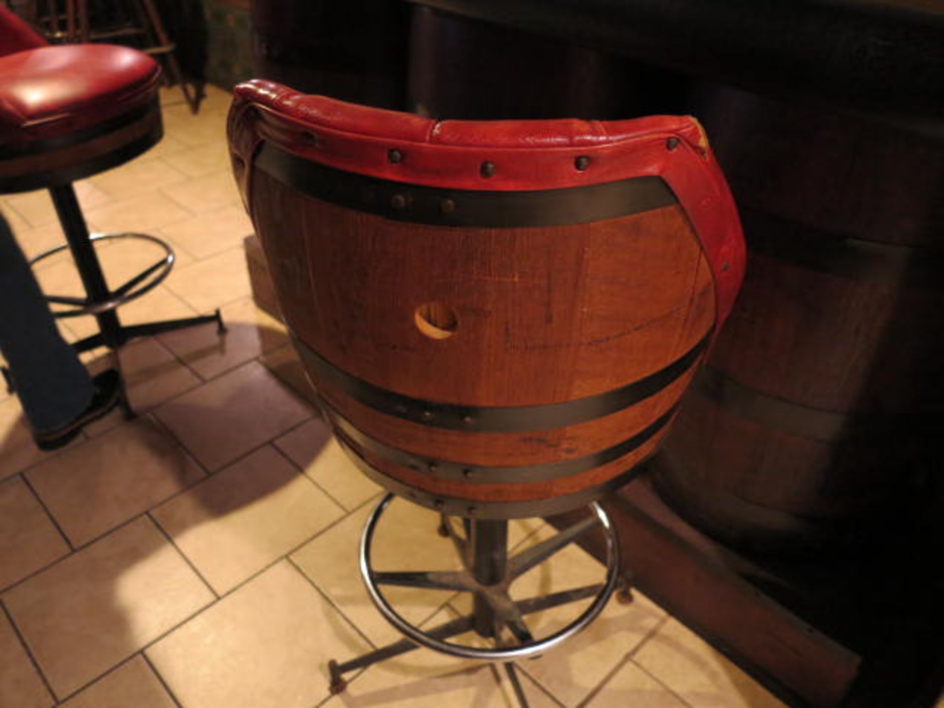 Barrel Bar with (2) Barrel Bar Stools - Image 2 of 2