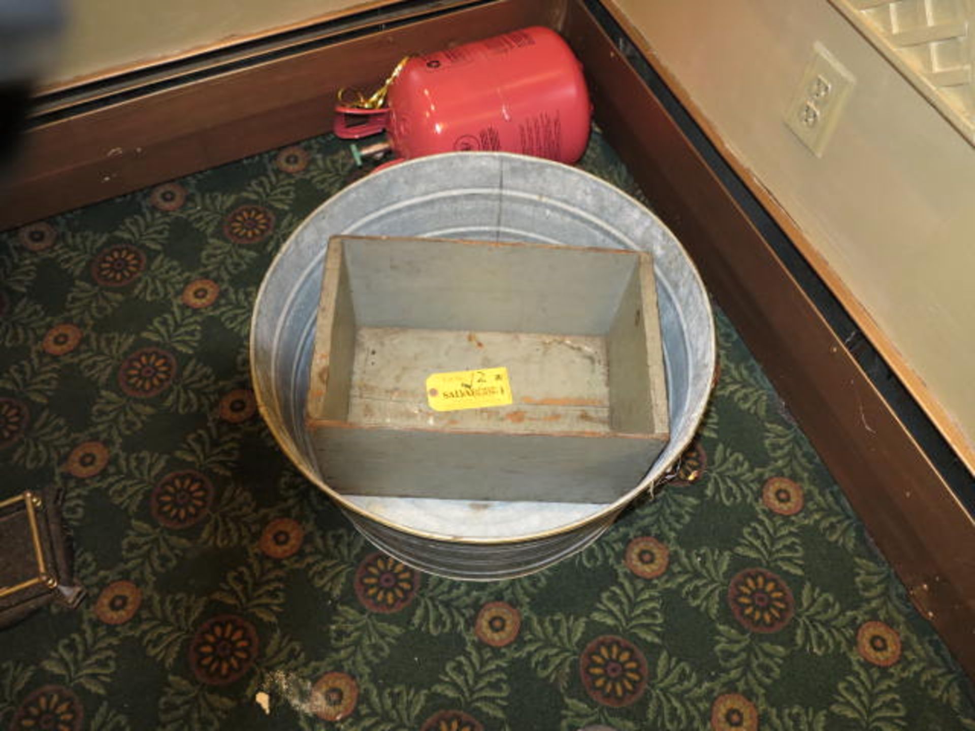 Galvanized Bucket and Antique Wood Box - Image 2 of 2