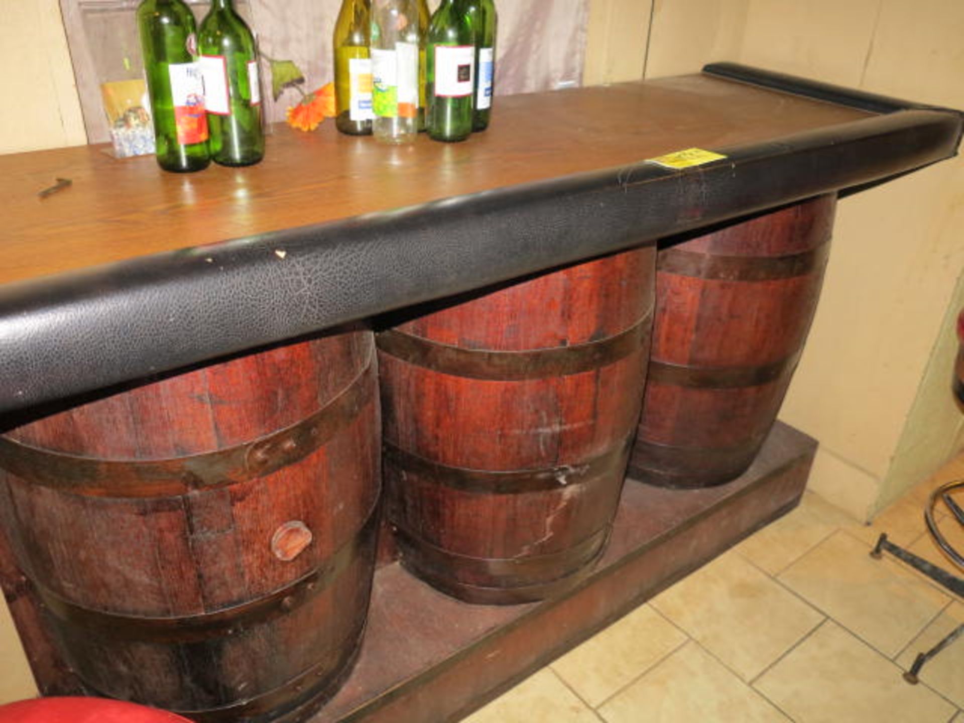 Barrel Bar with (2) Barrel Bar Stools