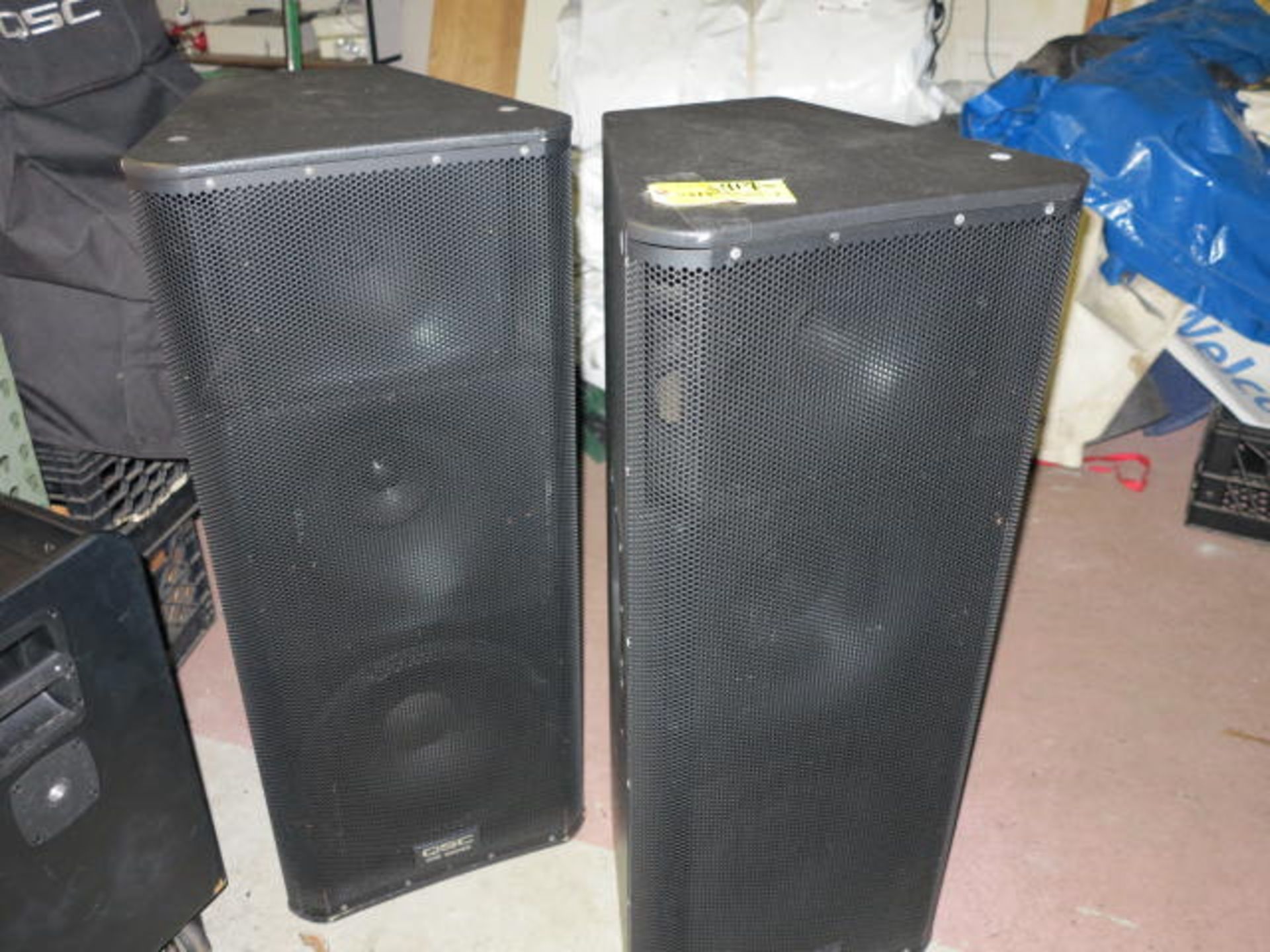 Lot (2) QSC 15'' 3 Way Speakers Model KW153 with Covers