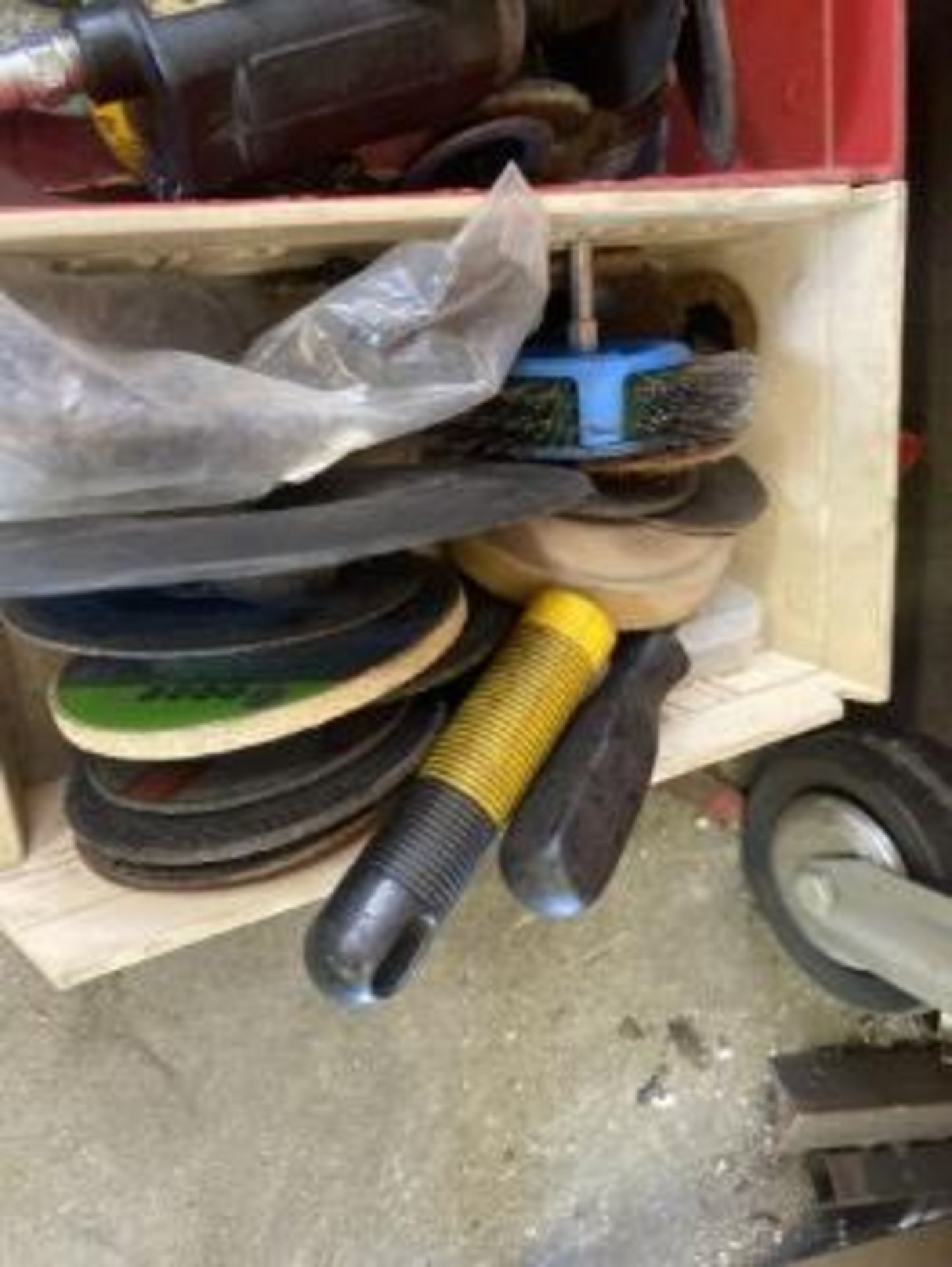 ASSORTED HAND TOOLS - PNEUMATIC TOOLS, GRINDING WHEELS, ETC (2 BINS) - Image 2 of 5