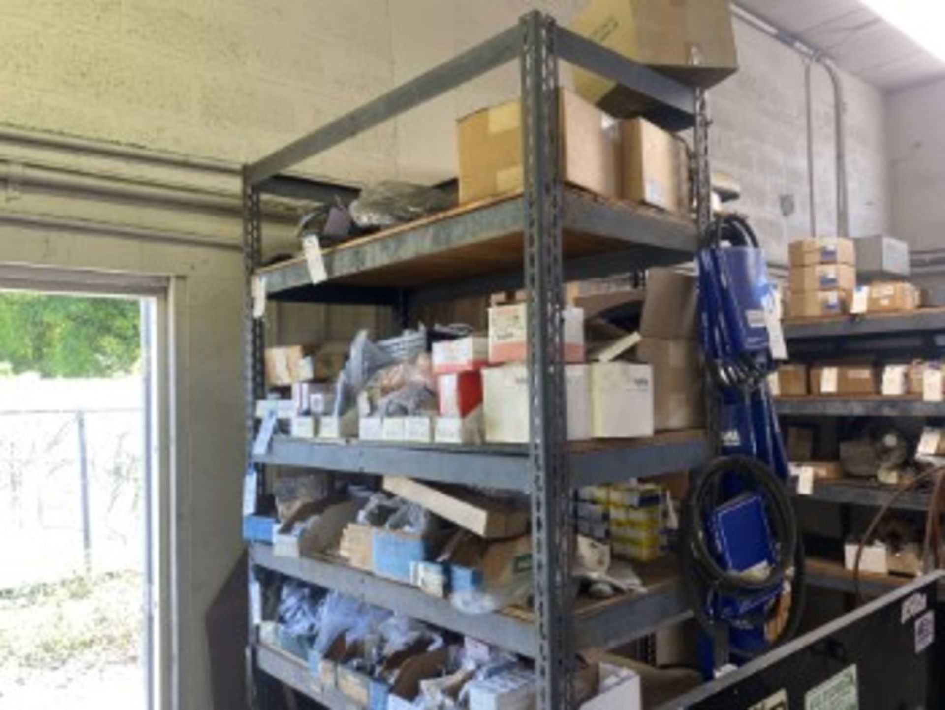 GRAY SHELVING UNIT (APPROXIMATELY 8') - Image 2 of 3