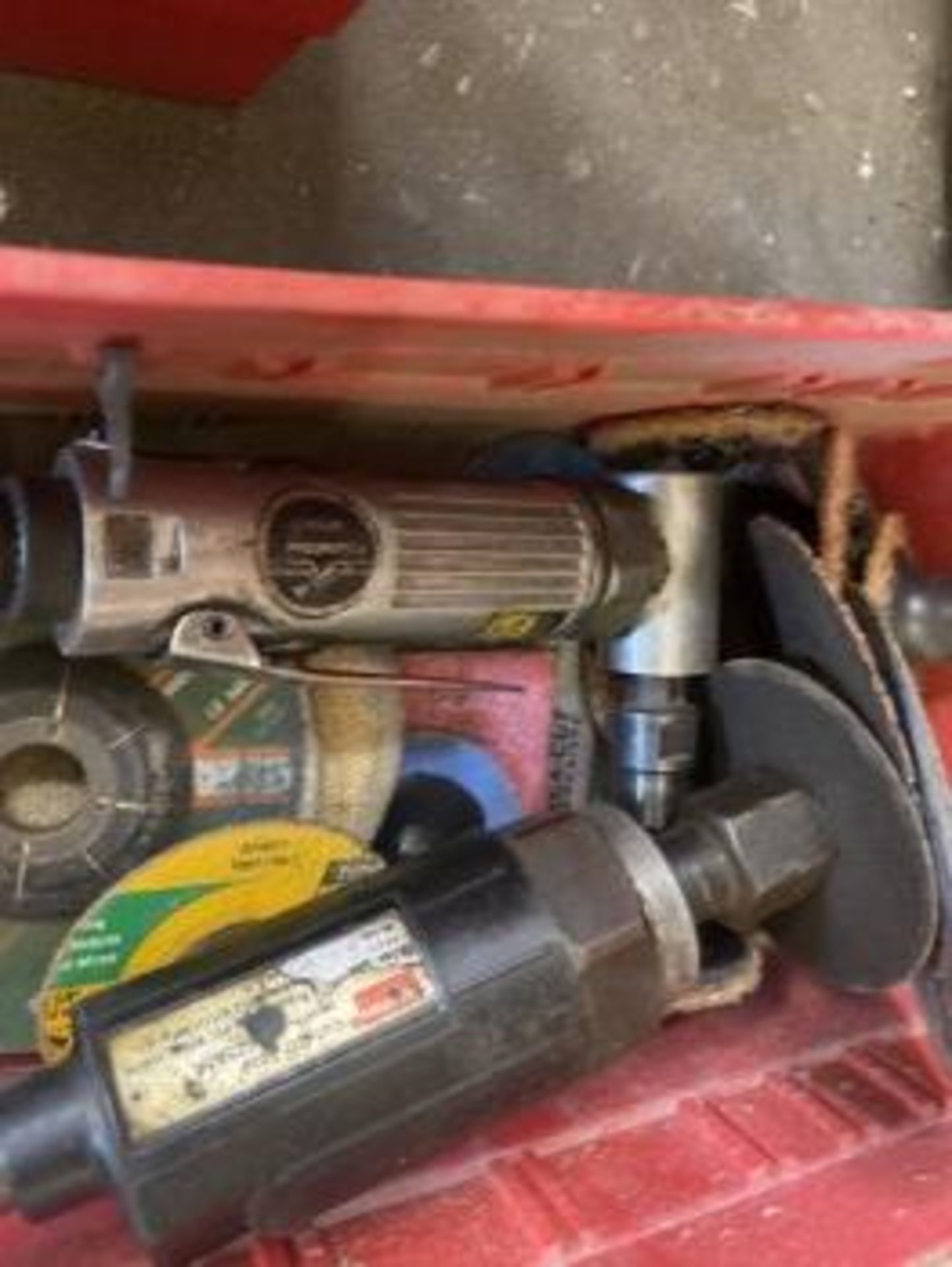 ASSORTED HAND TOOLS - PNEUMATIC TOOLS, GRINDING WHEELS, ETC (2 BINS) - Image 4 of 5