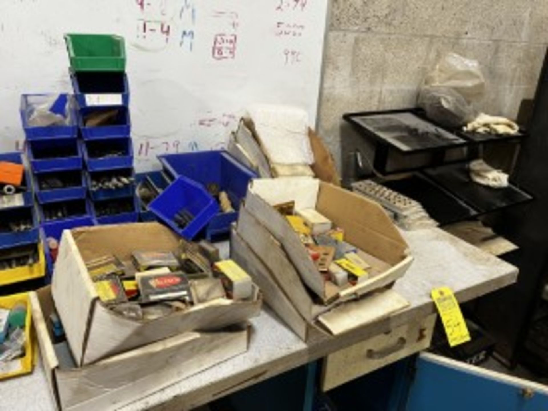 BOXES & BINS ASSORTED INSERTS, DRILL BITS, COLLET, ETC (CONTENTS ON TABLE) - Image 4 of 4