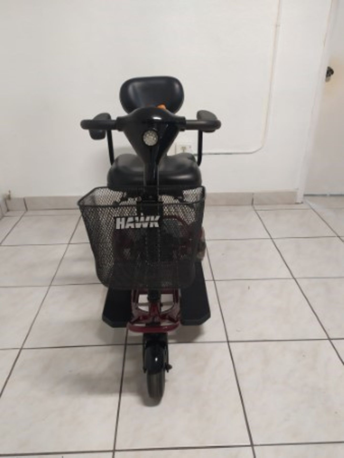 2012 DRIVE HAWK 3-WHEEL SCOOTER WITH BASKET - RED - 250LB CAPACITY - SERIAL No. 2A07030128 (NO CHARG