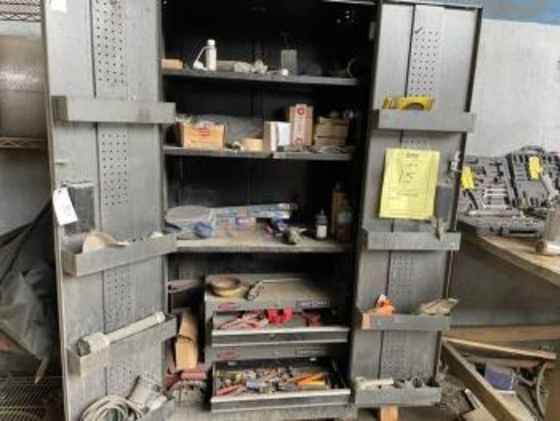 CRAFTSMAN STEEL CABINET WITH 2 CRAFTSMAN TOOL BOXES (MISSING DRAWERS) WITH CONTENTS (TOOLS, ETC) (LO - Image 3 of 4