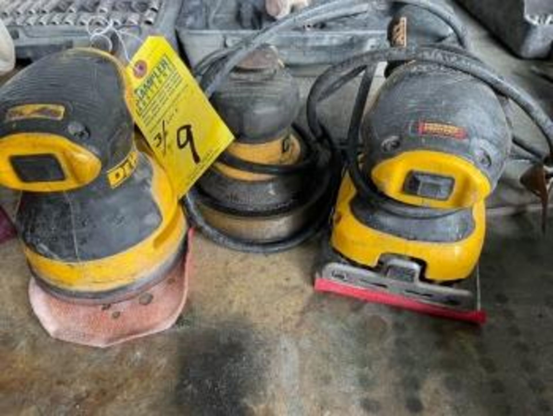 ASSORTED DEWALT SANDERS - DWE6421 ORBIT PALM SANDER / DWE6411 1/4 SHEET PALM SANDER / PNEUMATIC ORBI