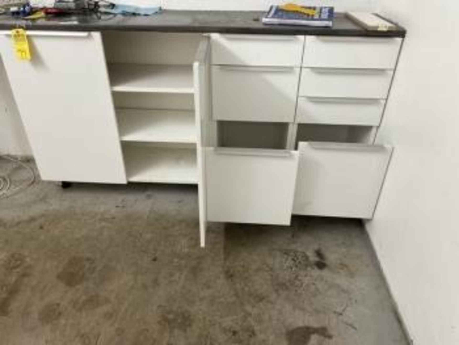 LOT WHITE IKEA CABINETS - BASE CABINETS, 7 DRAWERS, 2 DOORS, 2 OVERHEAD CABINETS (LOCATED IN HIALEAH