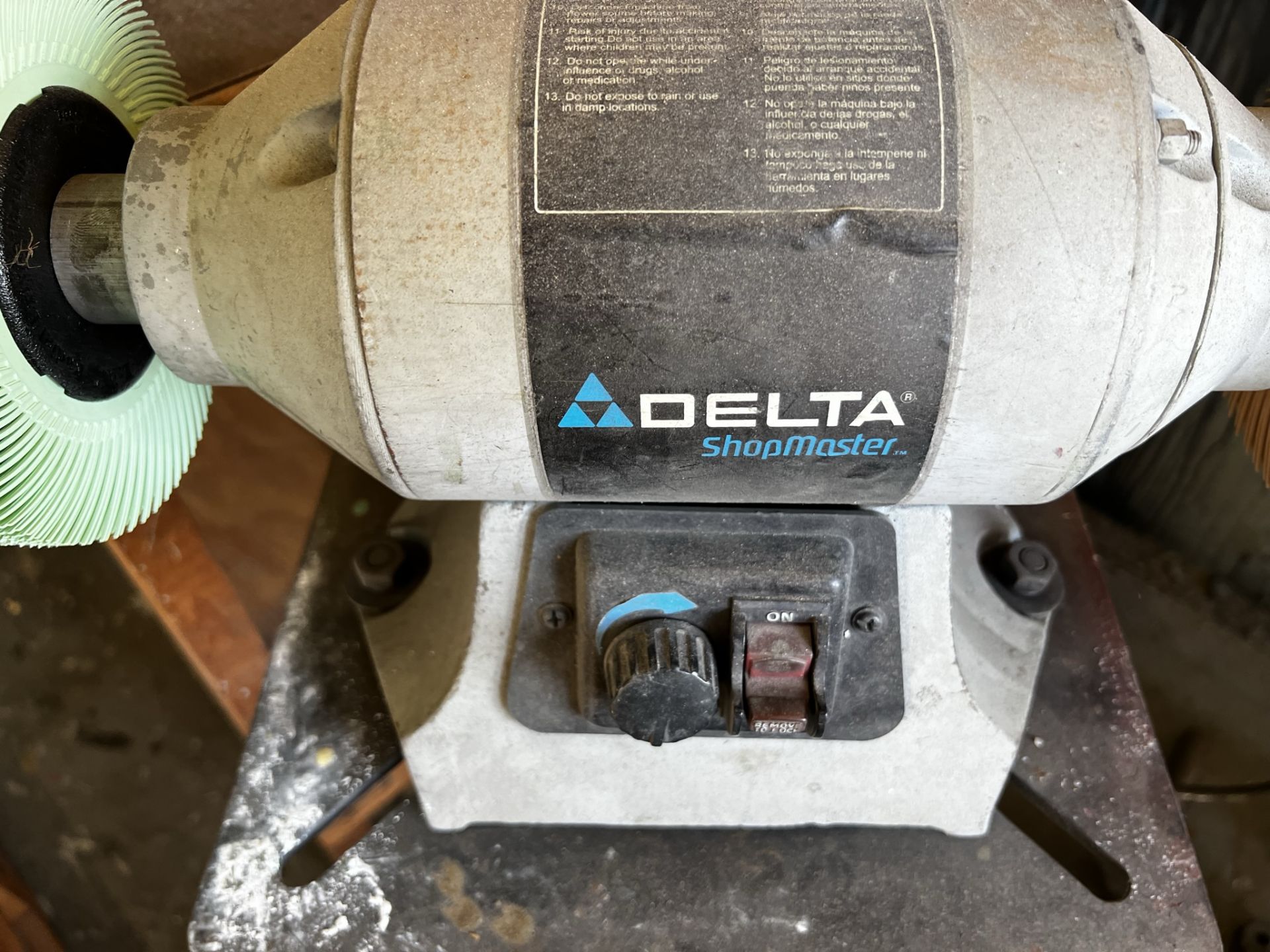DELTA SHOP MASTER BENCH GRINDER WITH LIGHT & STAND (LOCATED IN WEST PALM BEACH, FL) - Image 2 of 3