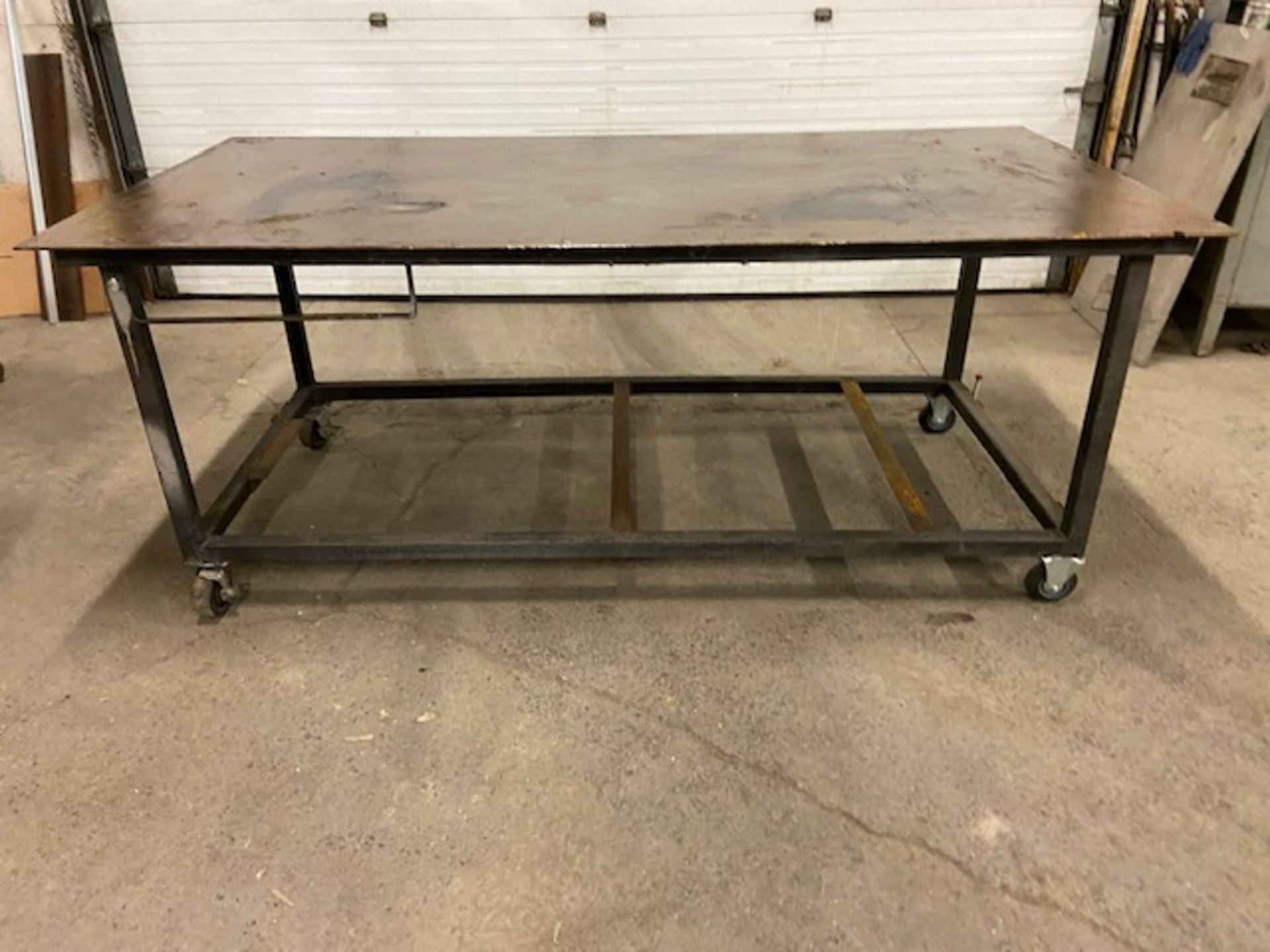 Work Table Work Bench Unit 8x4' 1/4" thick Steel on wheels / casters mobile