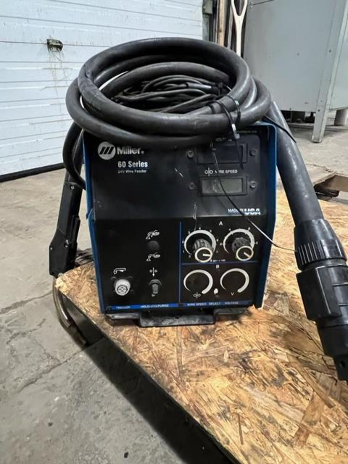 Miller 60 Series model 60S 4-wheel Wire Feeder with cables COMPLETE