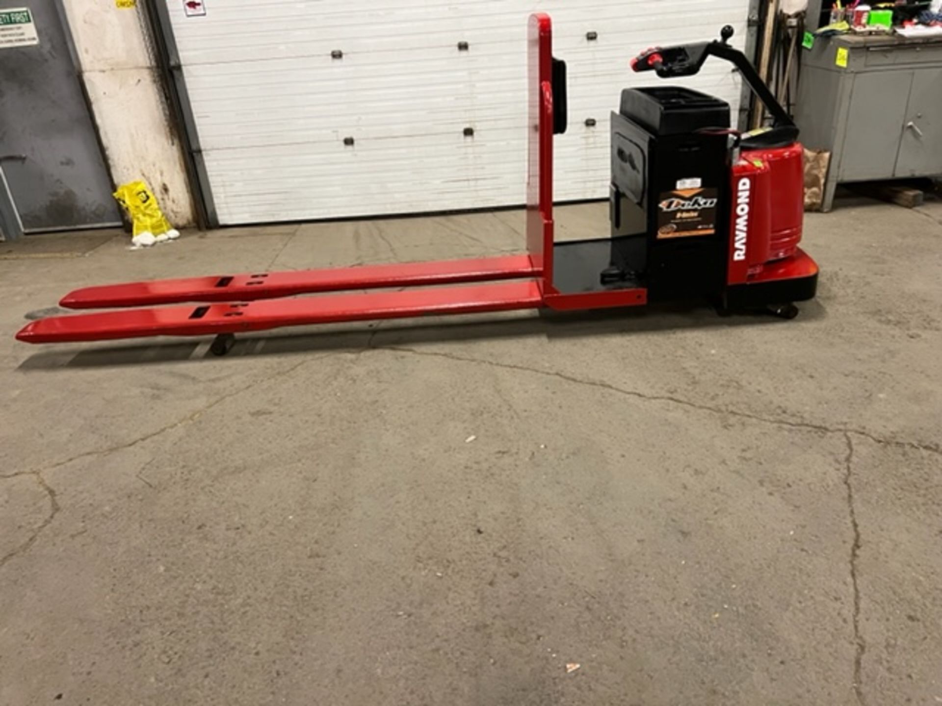 MINT Raymond Electric Walk Behind Walkie 8' LONG FORKS 6000lbs capacity Powered Pallet Cart Lift - Image 2 of 3