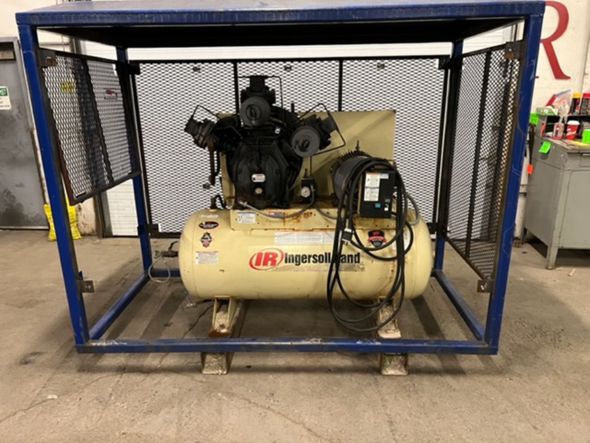 Ingersoll Rand model 20HP Air Compressor with Soft Start with horizontal compressed air tank with