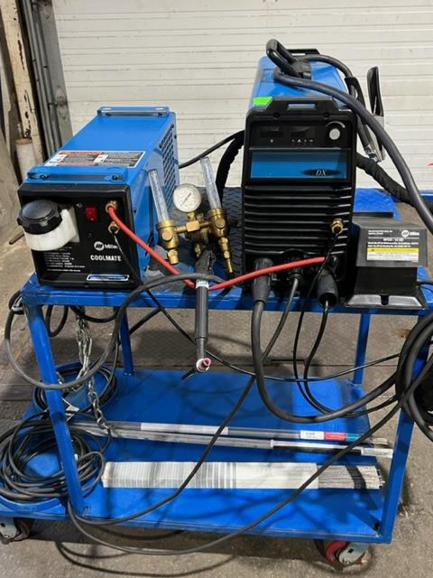 Miller Dynasty 200 Welder COMPLETE with Gun, Pedal, Gauges, Coolmate Cooler, cables and more on CART - Image 3 of 6