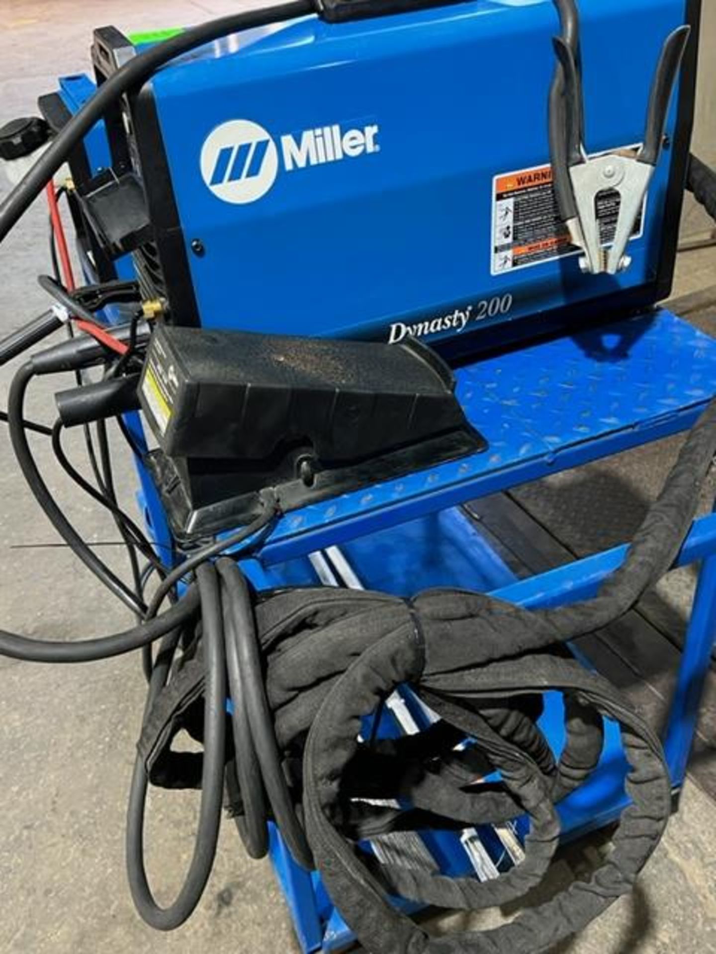 Miller Dynasty 200 Welder COMPLETE with Gun, Pedal, Gauges, Coolmate Cooler, cables and more on CART - Image 6 of 6