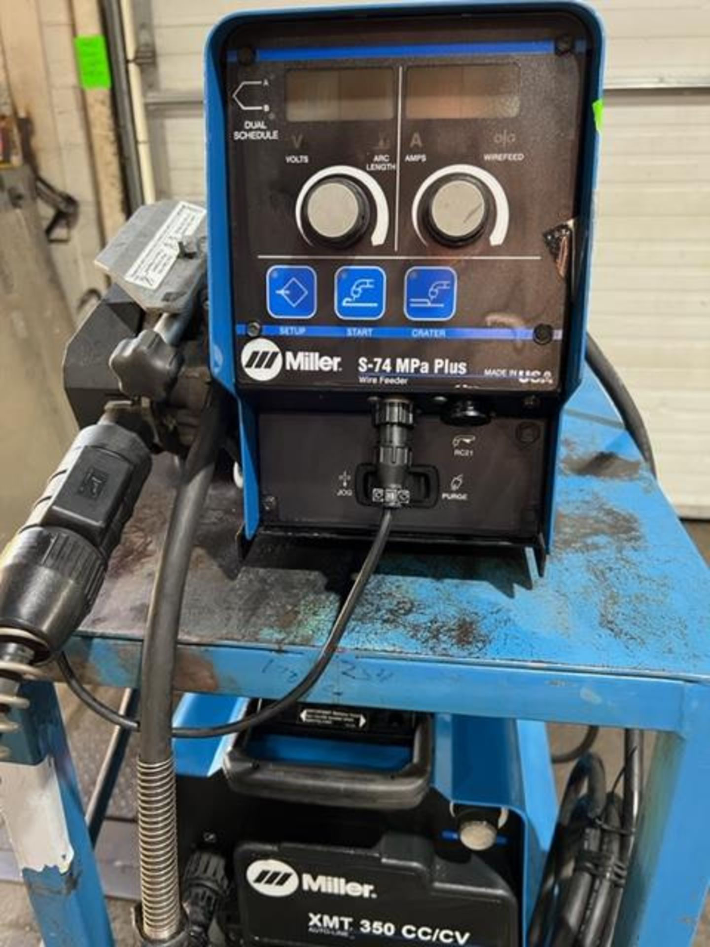 Miller XMT 350 CC/CV Multiprocess Welder with S-74MPA Plus Wire Feeder 4-wheel - COMPLETE on CART - Image 3 of 4