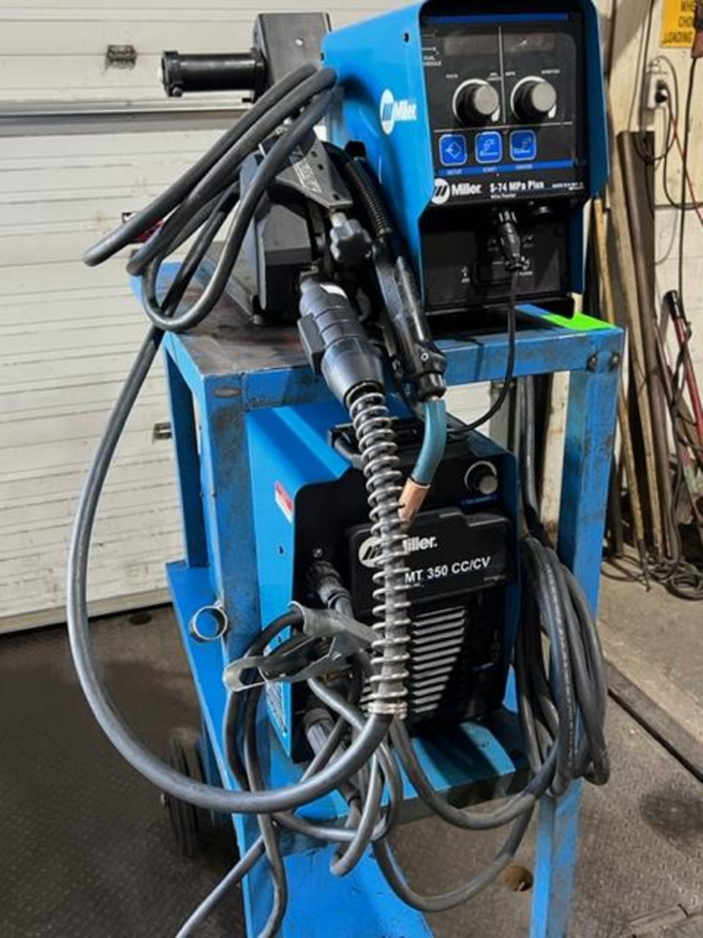 Miller XMT 350 CC/CV Multiprocess Welder with S-74MPA Plus Wire Feeder 4-wheel - COMPLETE - Image 2 of 3
