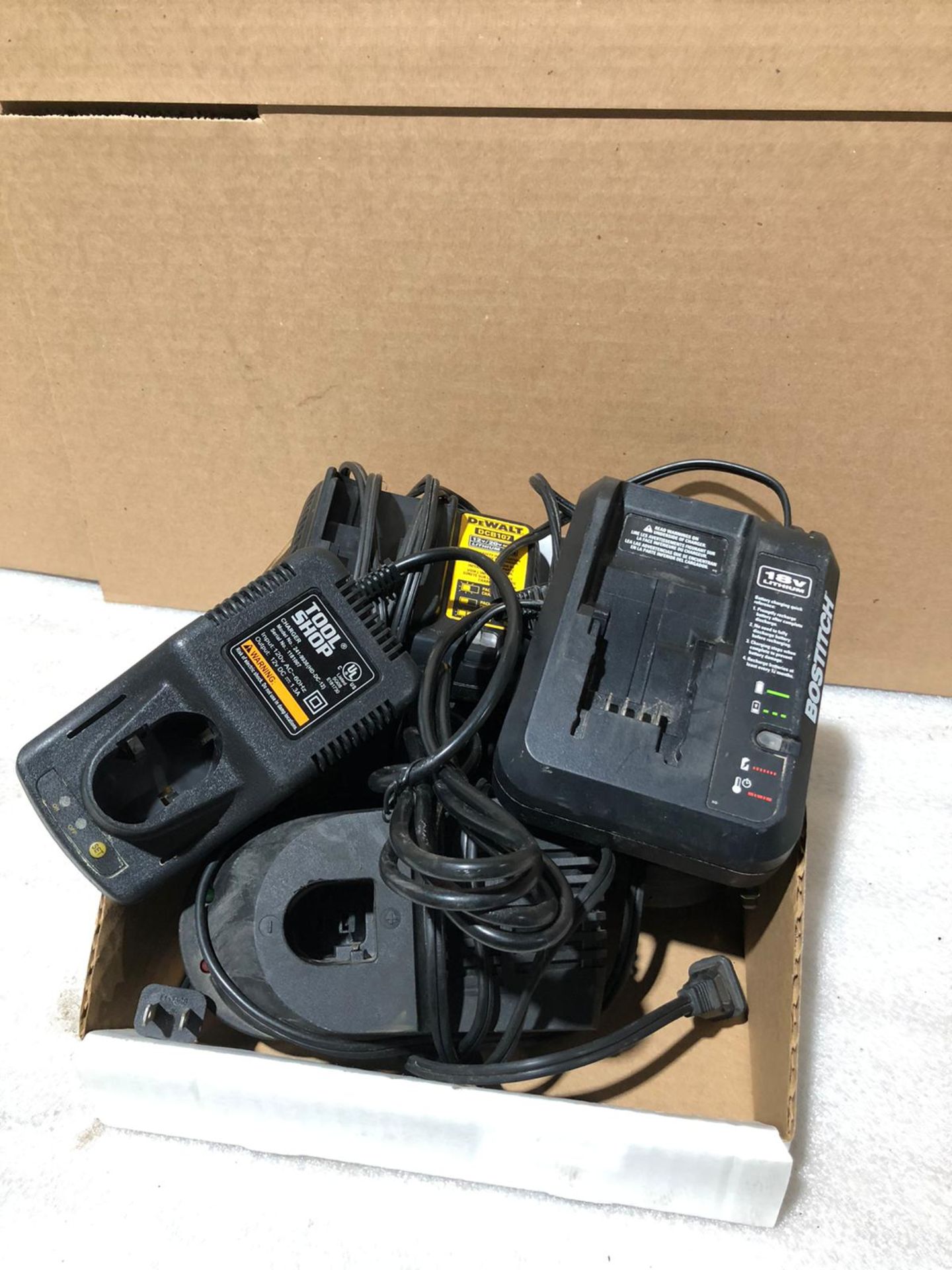 Lot of 5 (5 units) Battery Charger Units - Dewalt Bostitch 18V