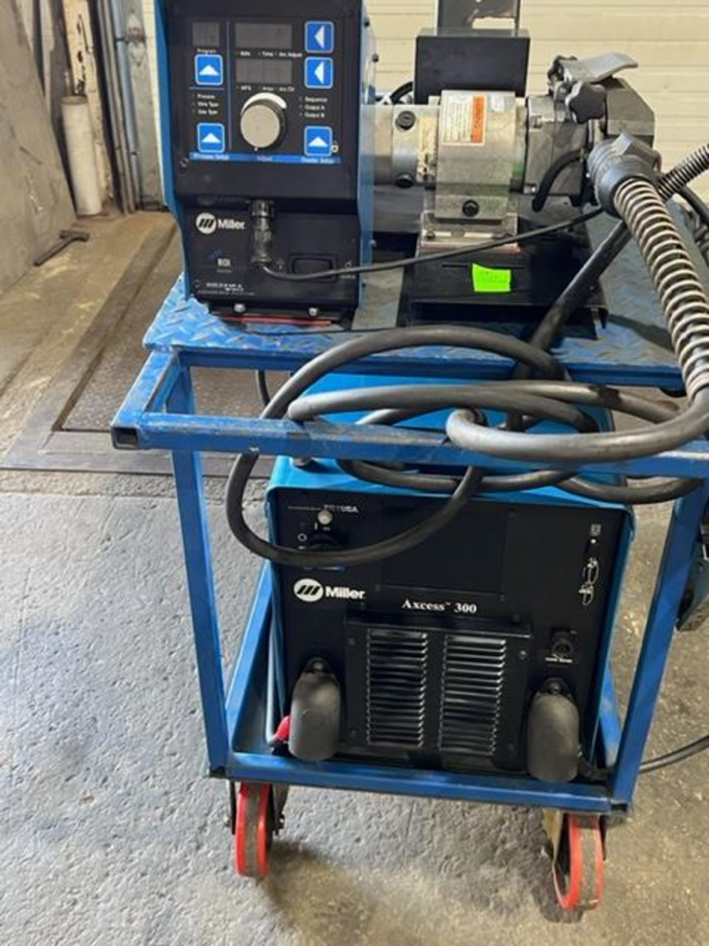 Miller Axcess 300 Welder with ROI Wire Feeder 4-wheel - COMPLETE on CART with gun 300 amp 208/230/