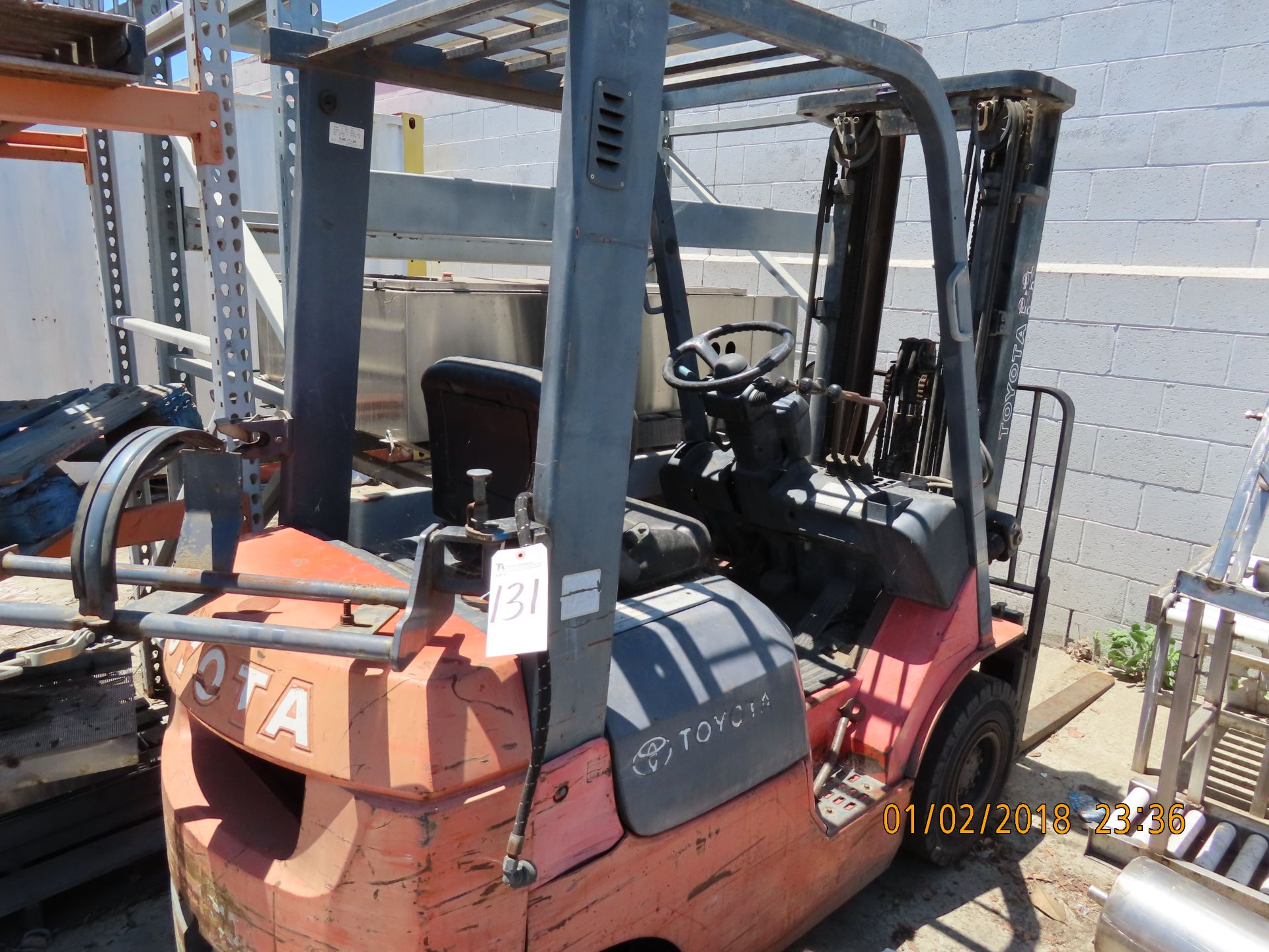 Toyota Mod. 7F6U18, LPG Forklift, 3-Stage, 5000lb. Cap (Needs Service)Loading Fee: $Call for Pricing