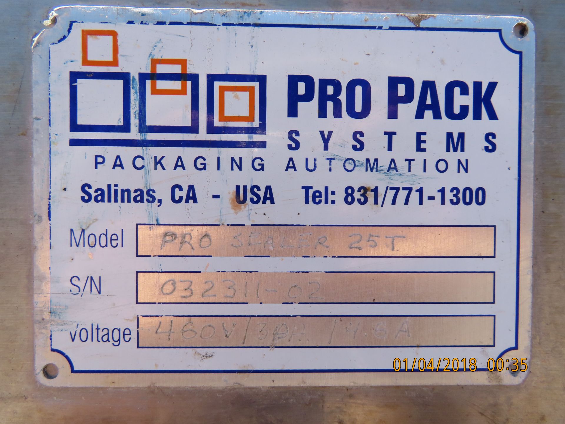 Pro Pack Mod. Pro Sealer 25T Sealer S/N 032311-02 (Located at 226 Montgomery Ave., Saticoy, CA) - Image 2 of 2