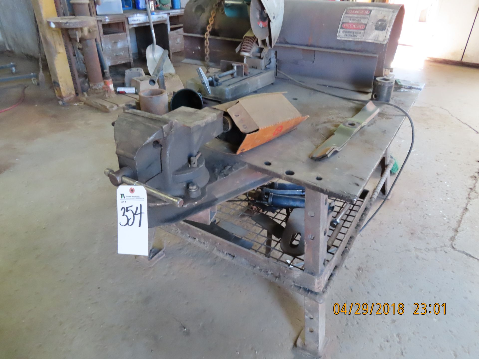 (Lot) Abrasive Chop Saw w/ Vise & Table