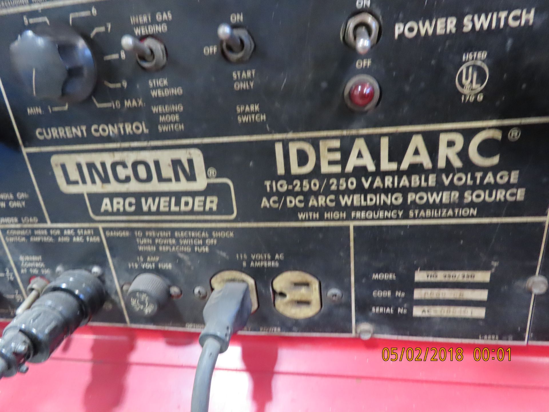 Lincoln Idealarc 250, Tig Welder, 250 Amp - Image 3 of 3