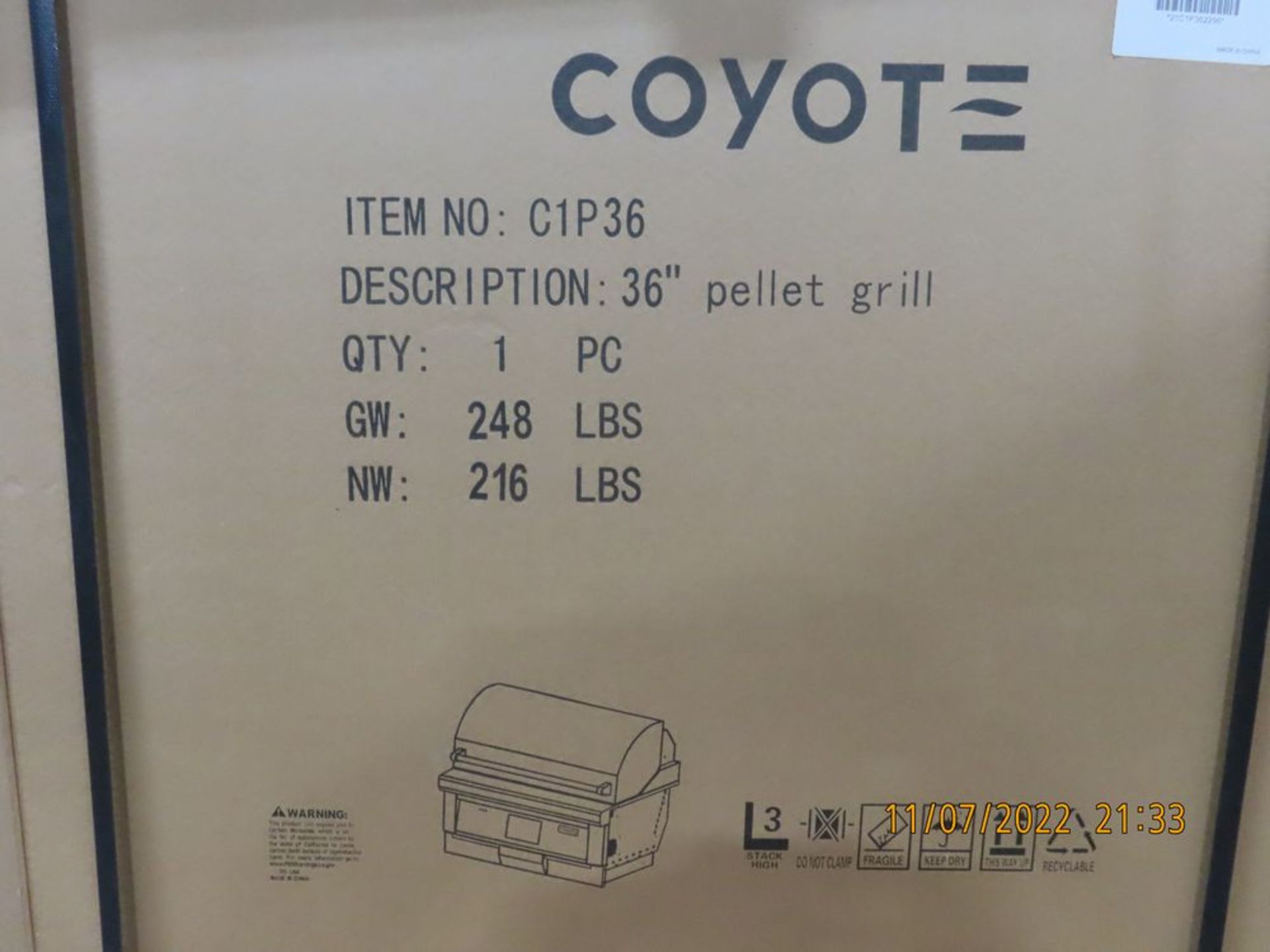 Coyote mod. C1P36, CO-36'' Pellet Grill - Image 3 of 5
