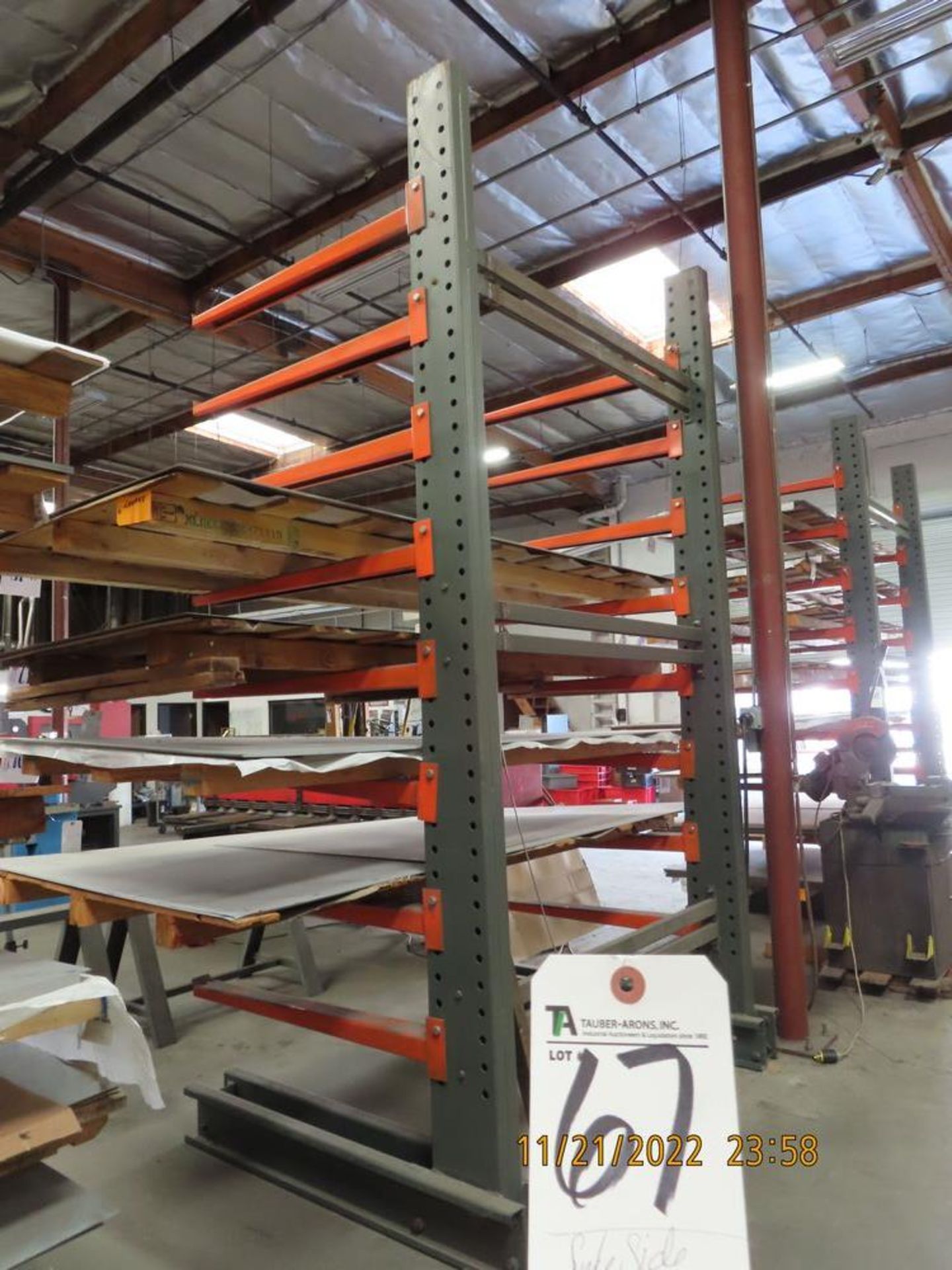 Single Side Cantilever Rack, 67''W x 144''T (16) 48'' Arms (No Tank, No Contents)