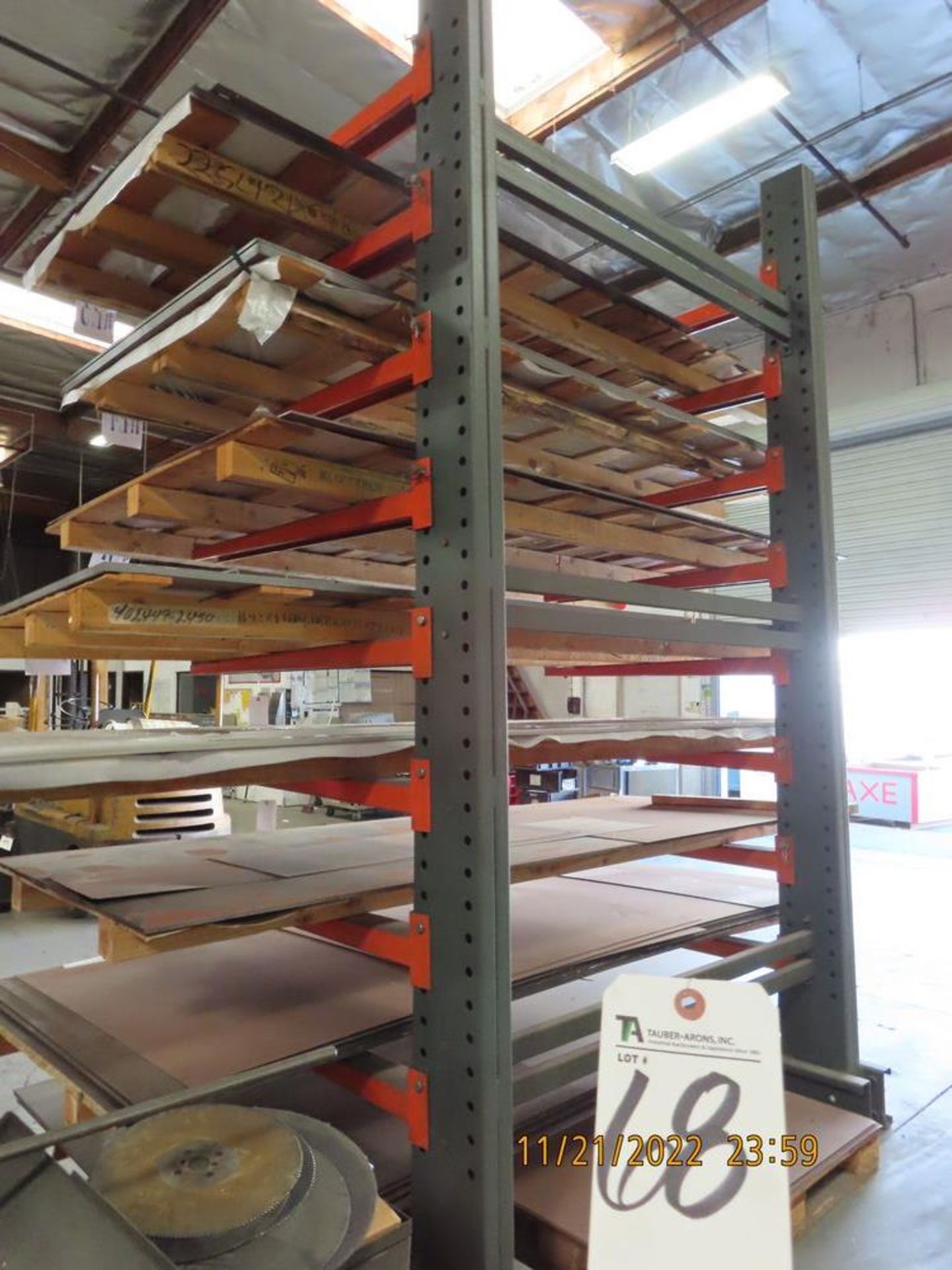 Single Side Cantilever Rack, 67''W x 144''T (16) 48'' Arms (No Tank, No Contents)