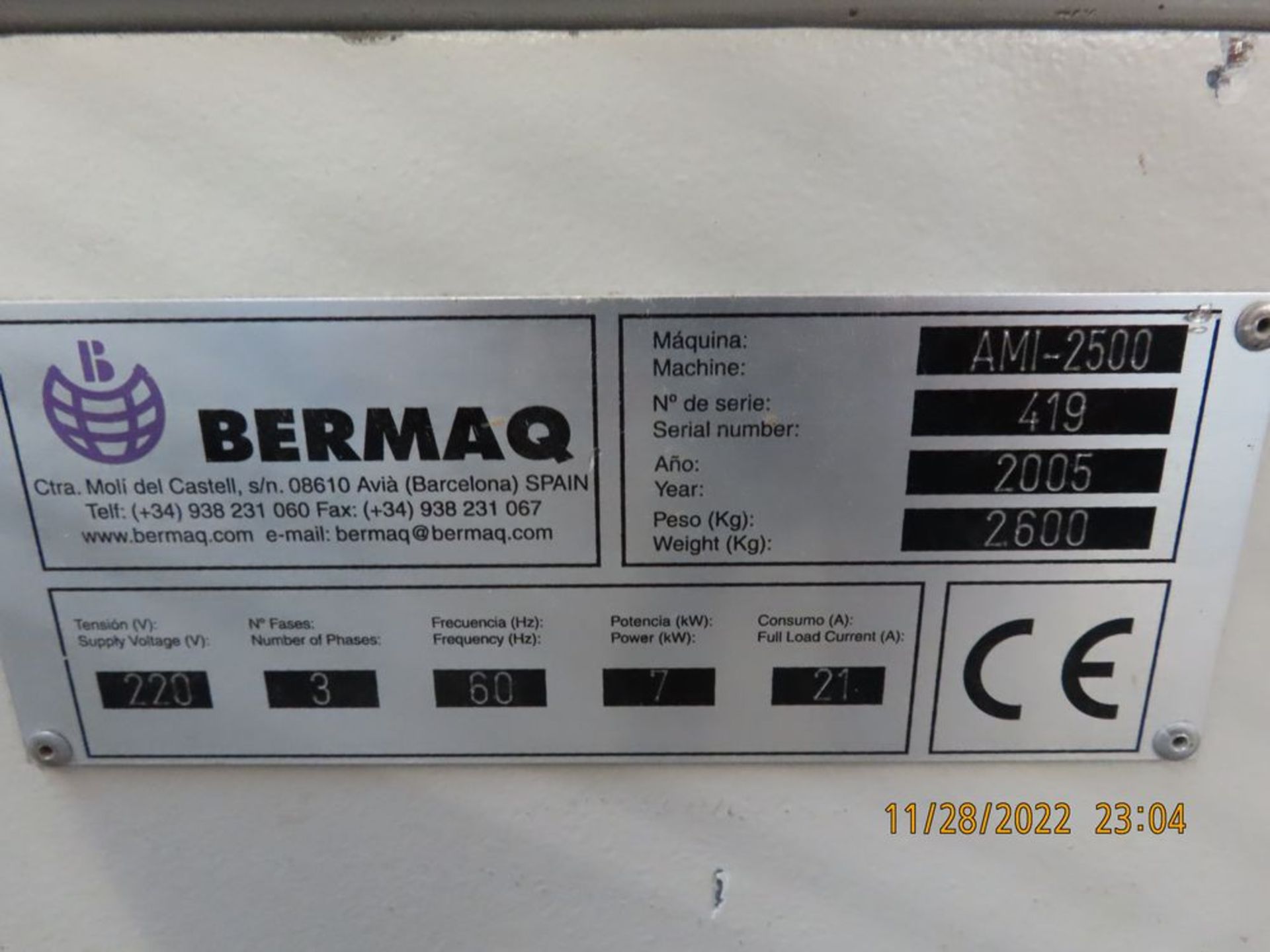 (2005) Bermaq mod. AMI-2-500, 8' Acrylic Edge Polisher; S/N 419 (LOCATION: 2226 Castle Harbour - Image 7 of 7