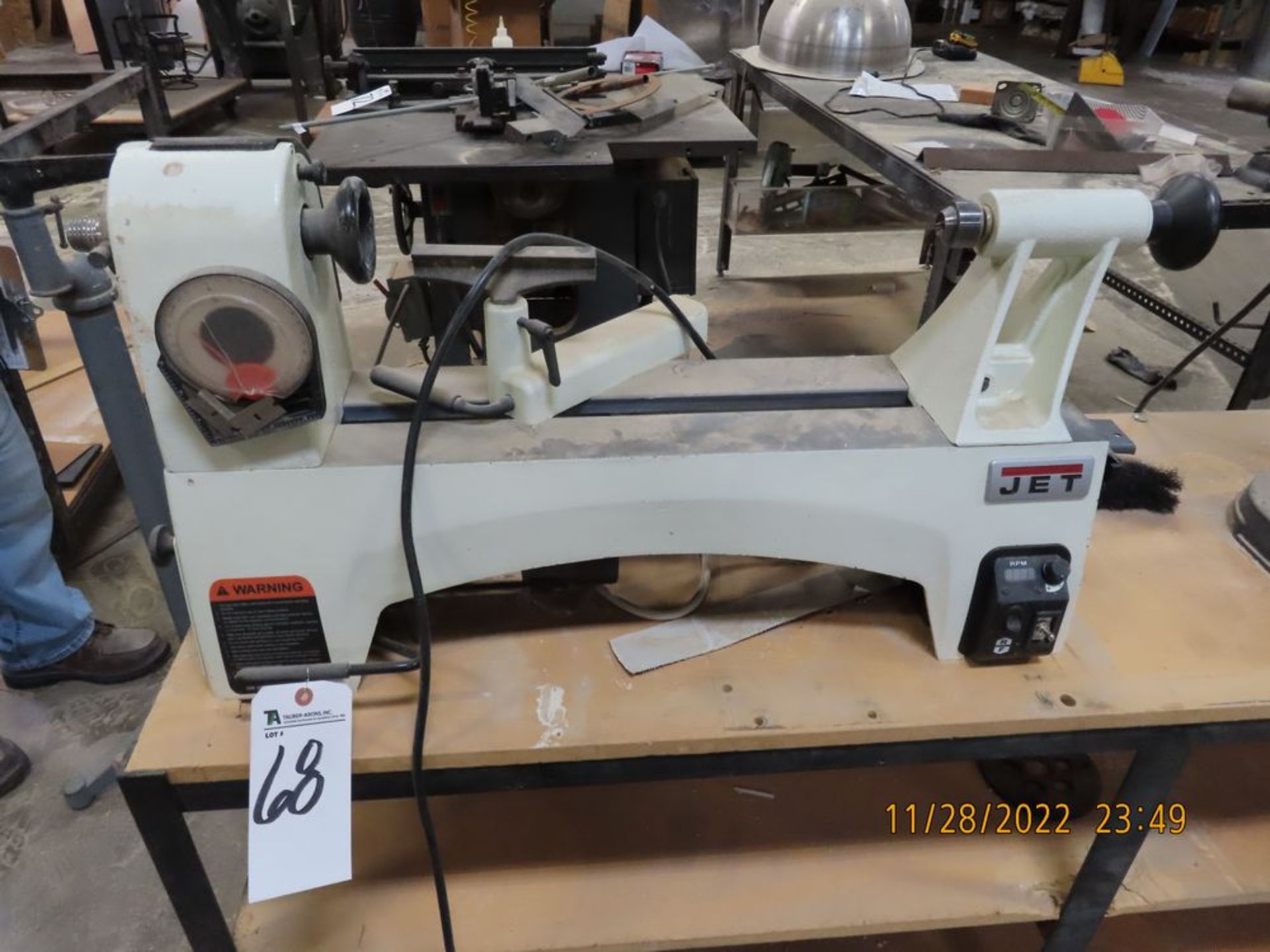 Jet mod. JWL-122IVS, 12''x21'' Var. Speed Lathe; S/N 15016461 (LOCATION: 2304 S. Baker Ave, Ontario,