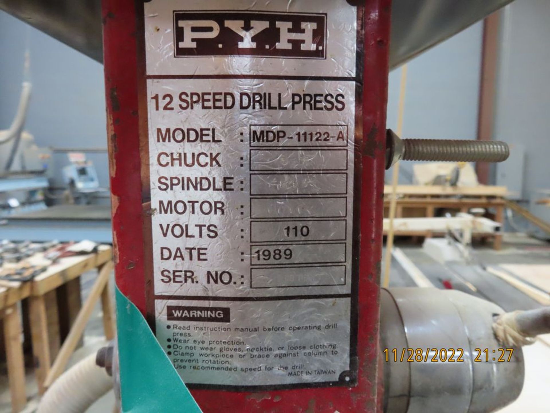 PYH 12-Speed Pedestal Drill Press (LOCATION: 11170 Thurston Lane, Jurupa Valley, CA -- CONTACT -- - Image 2 of 2