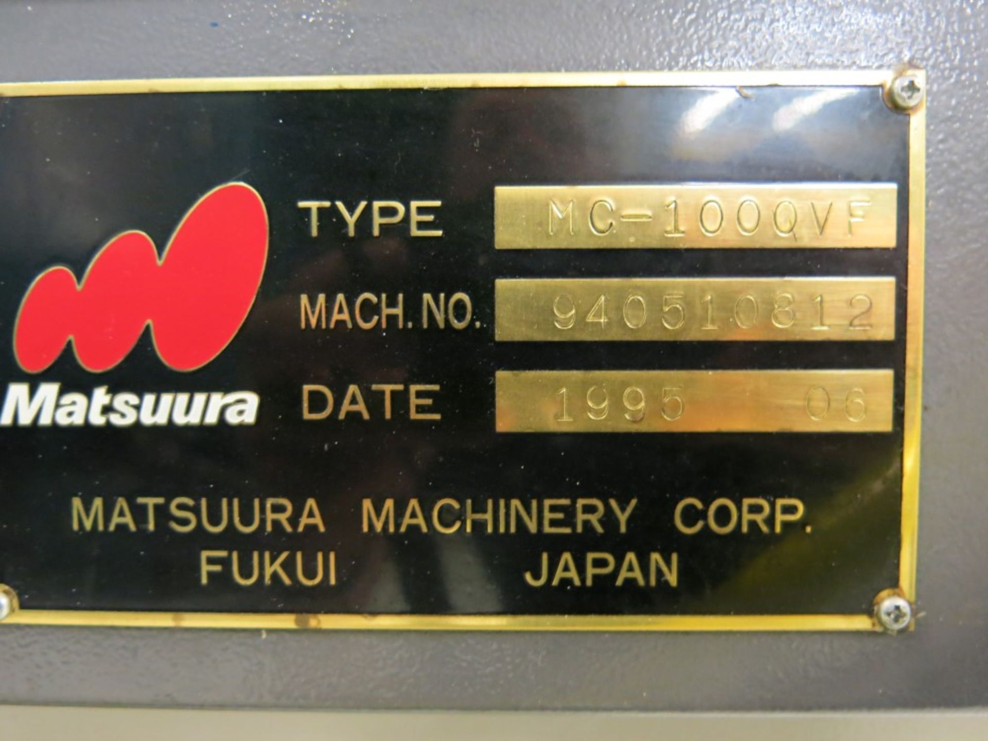 1995 Matsuura CNC Machining Center Mod MC-1000VF - Image 6 of 6