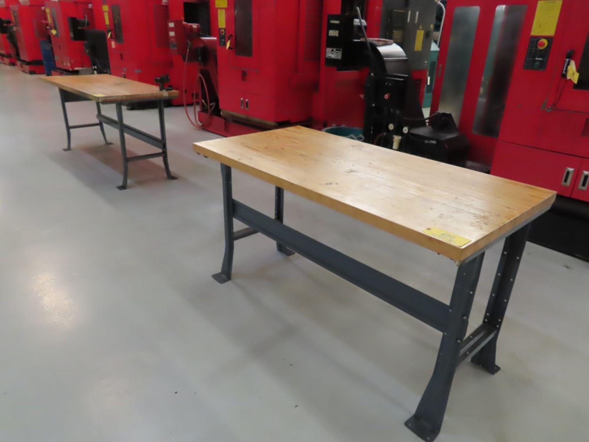 (4) Heavy Duty Butcher Block Top Work Benches