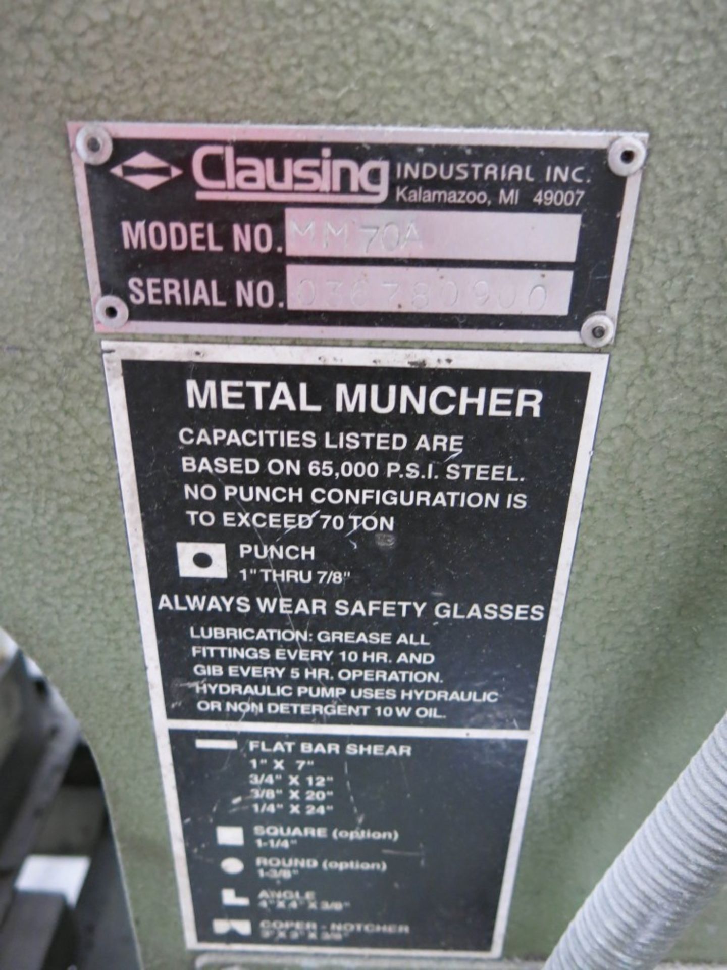 Clausing Metal Muncher Hydraulic Ironworker - Image 5 of 5