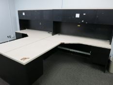 Lot (4) Office Desk Suites with Filing Cabinets