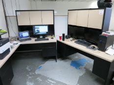 Lot (2) Desk Office Set with Overhead Drawers