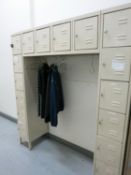 Locker Set with Coat Rack; (16) Lockers