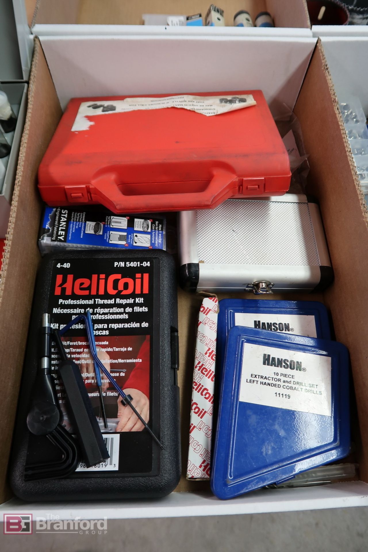 Box w/ Helicoil Thread Repair Kit, Hanson Extractor & Drill Sets, Helicoils