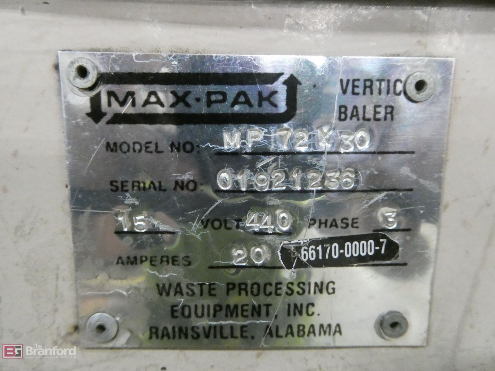 Max-Pak Model MP72X30, Vertical Baler - Image 4 of 4