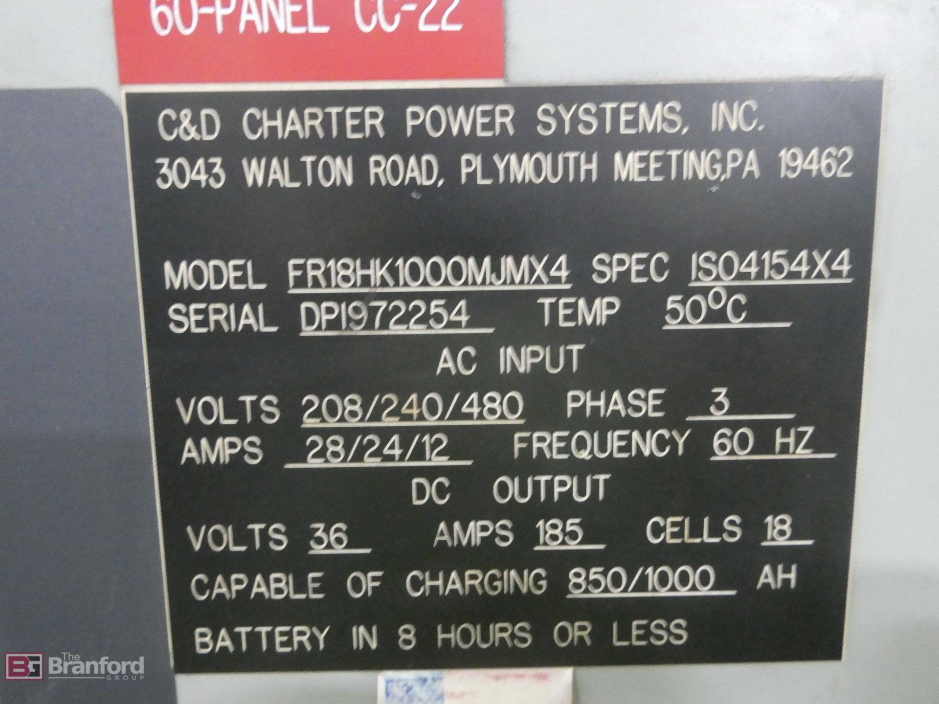 CD Model FR158K1000MJMX4, Ferro Five 36V Battery Charger - Image 2 of 2