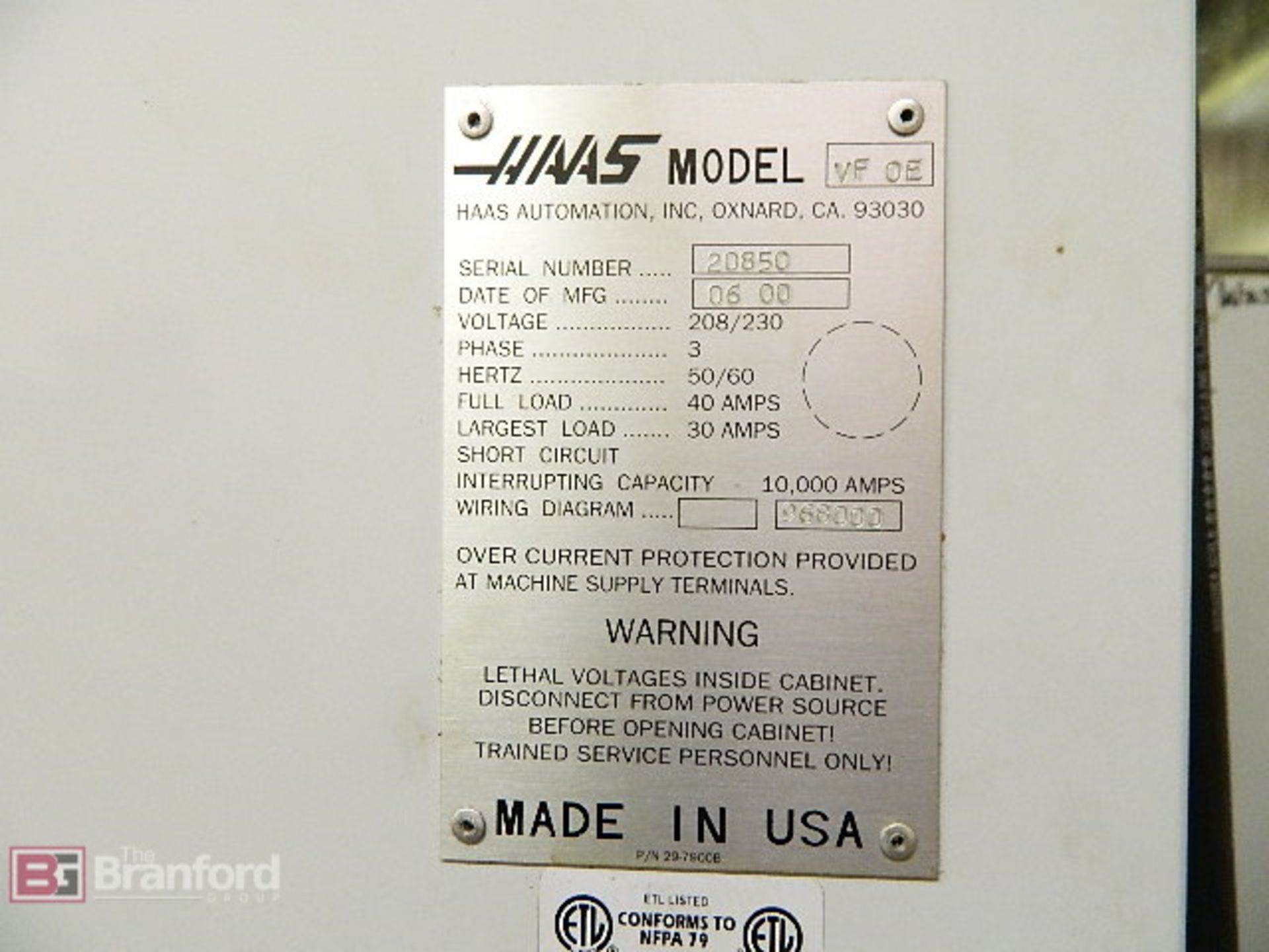 Haas VF-0E, 20HP Victor Dual Drive - Image 6 of 9