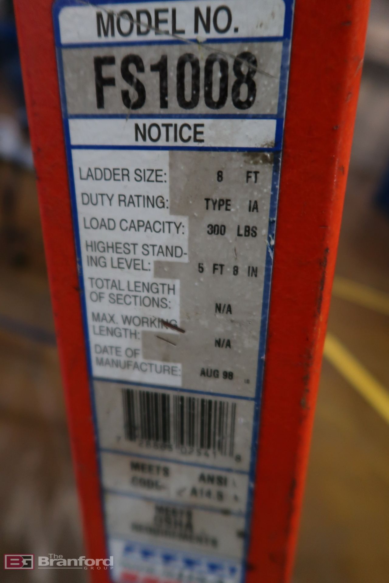 Louisville 8' Ladder Model FS1008 - Image 3 of 3