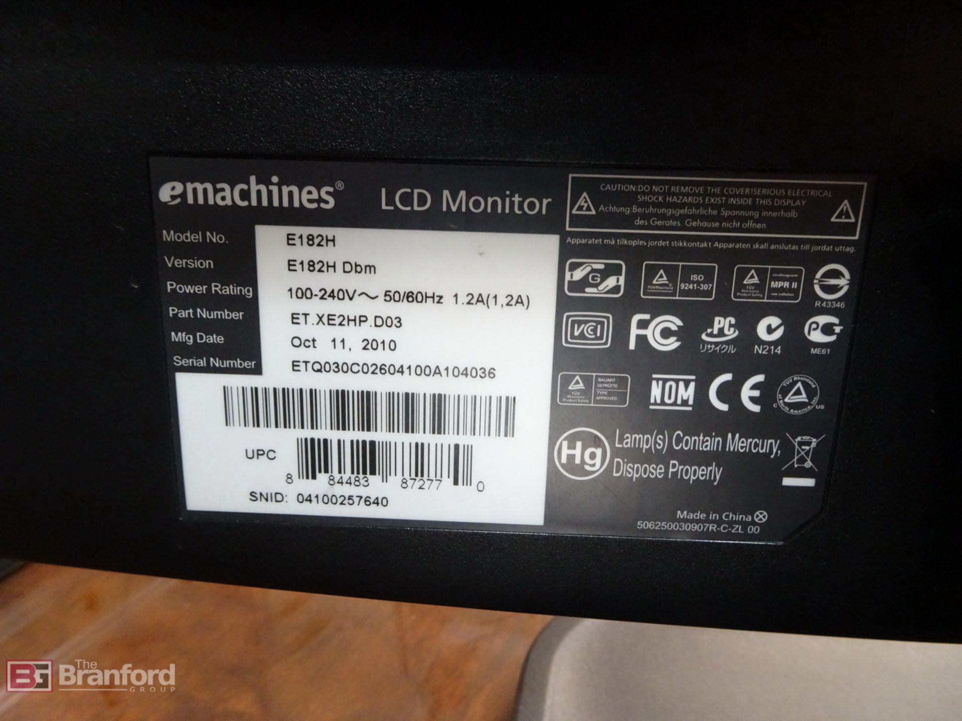 (3) Emachine LCD Monitors E182H - Image 2 of 3