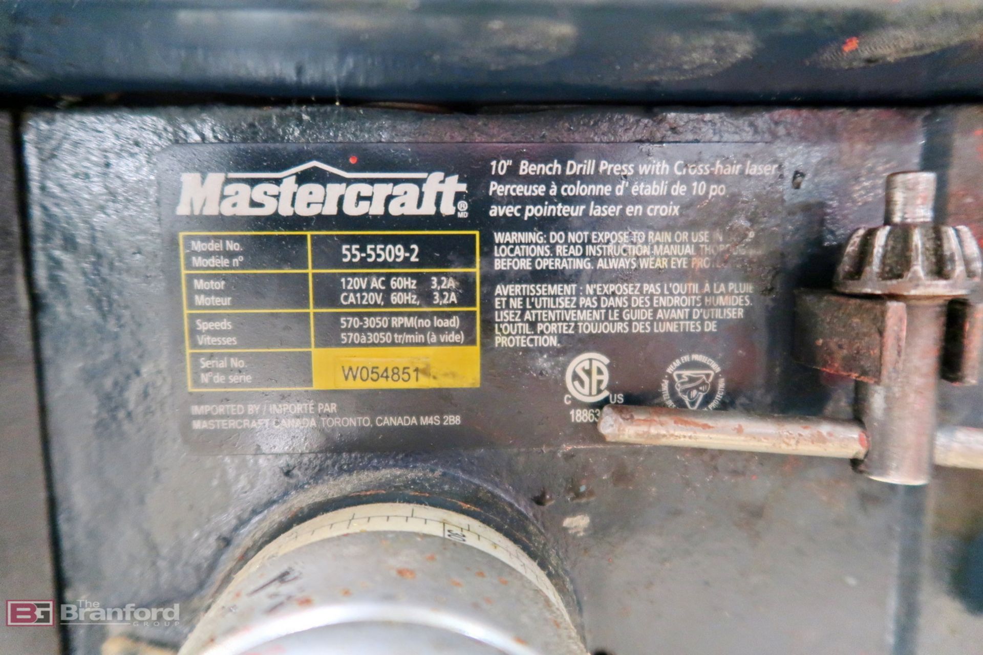 Mastercraft 10" bench drill press model 55-5509-2 - Image 2 of 2
