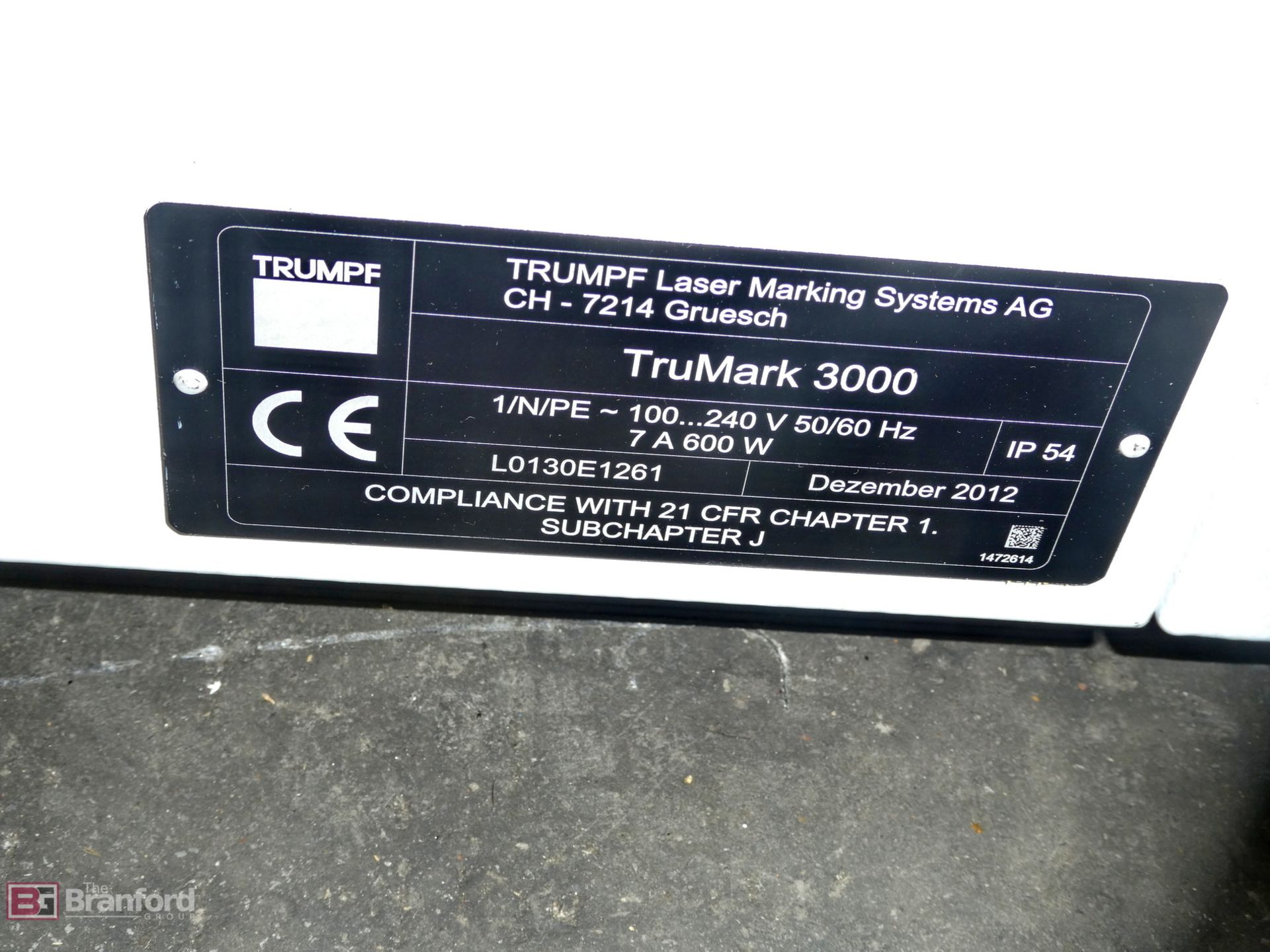 2012 Trumph Model TruMark 3000, Laser Marker System - Image 5 of 5